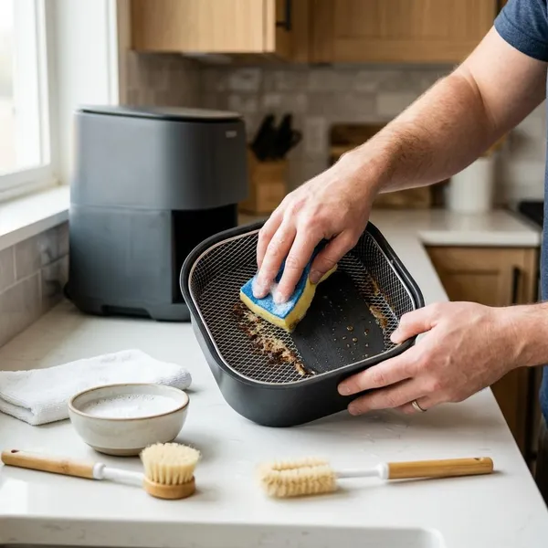 aangekoekte airfryer schoonmaken
