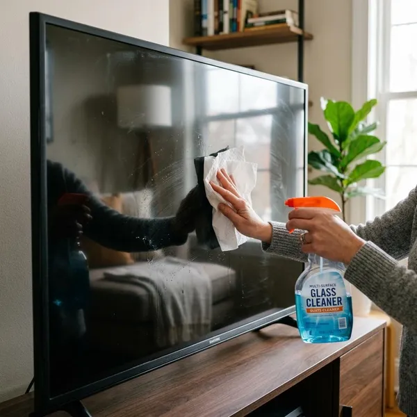 Whether glass cleaner is safe for a TV