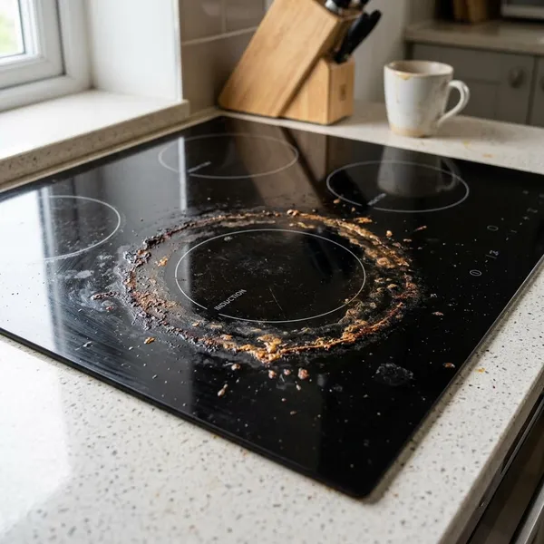 inductie kookplaat schoonmaken ingebrand