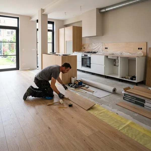 vloer leggen voor of na plaatsen keuken