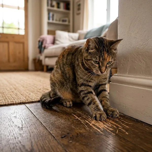 Waarom krabt je kat op de vloer