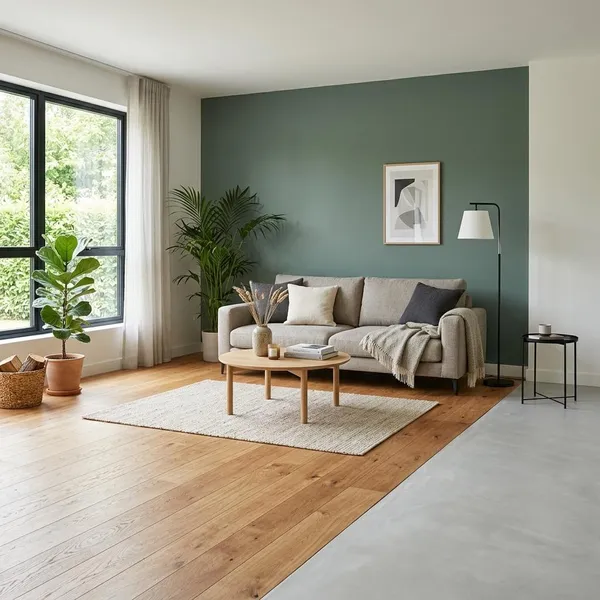 Lichte of donkere vloer bij een groene muur