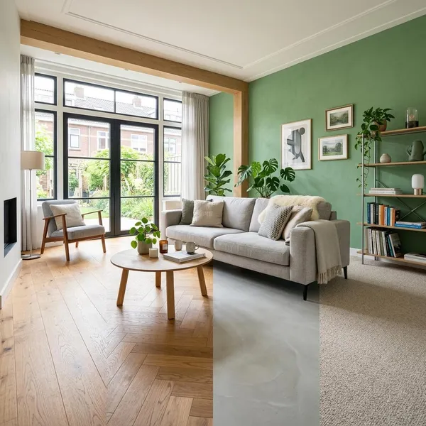 De mooiste vloerkleuren bij groene muren